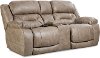 Light Mushroom Brown Power Reclining Love Seat with Power Headrests - Enterprise