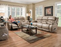 Light Mushroom Brown Power Reclining Love Seat with Power Headrests - Enterprise-2