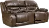 Enterprise Walnut Brown Power Reclining Love Seat with Power Headrests