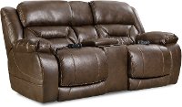 Walnut Brown Power Reclining Love Seat with Power Headrests - Enterprise