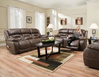 Walnut Brown Power Reclining Love Seat with Power Headrests - Enterprise-2