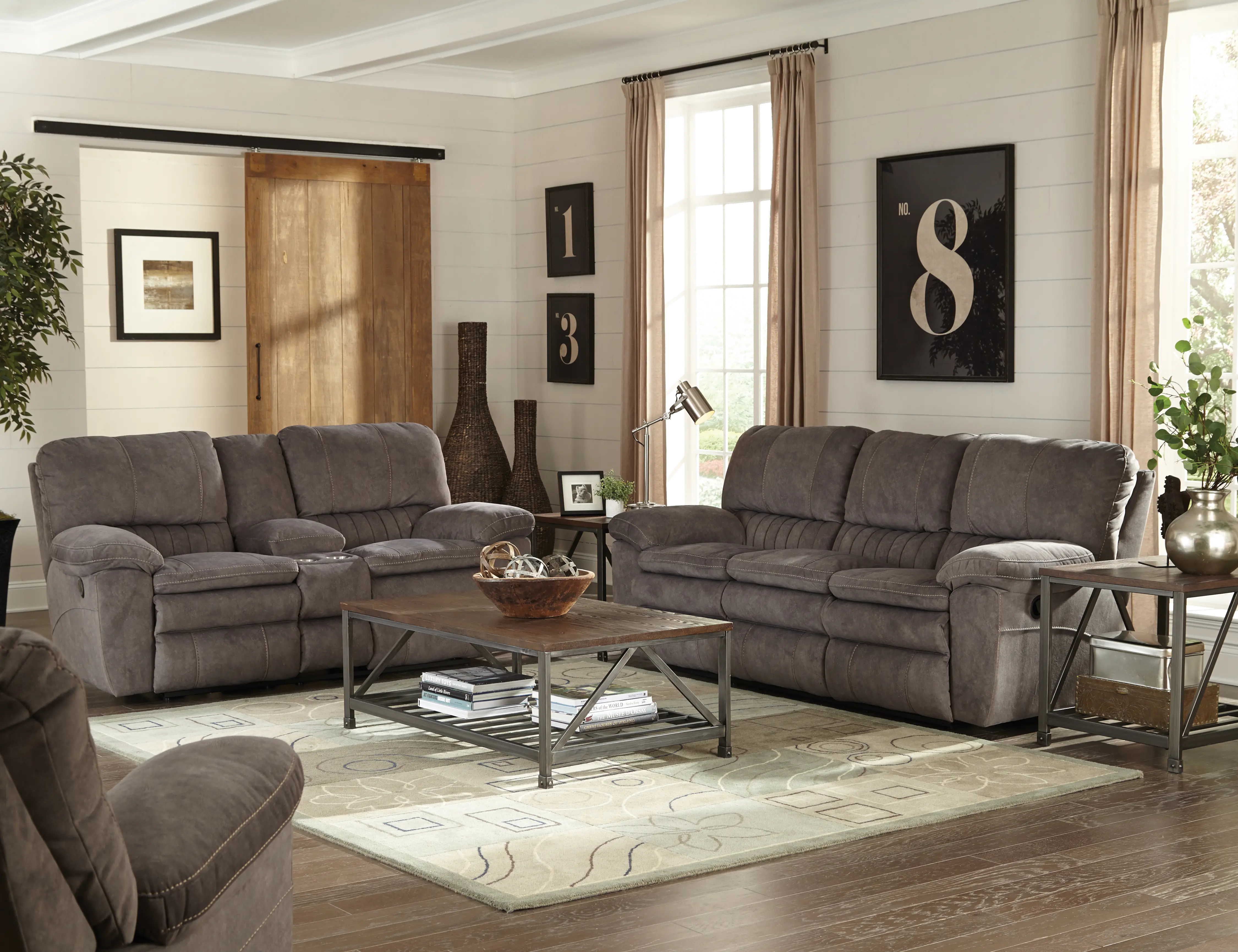 2400-2 Reyes Graphite Gray Manual Rocker Recliner-2