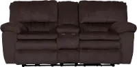 62409 Reyes Chocolate Brown Power Lay Flat Reclining Loveseat with Console