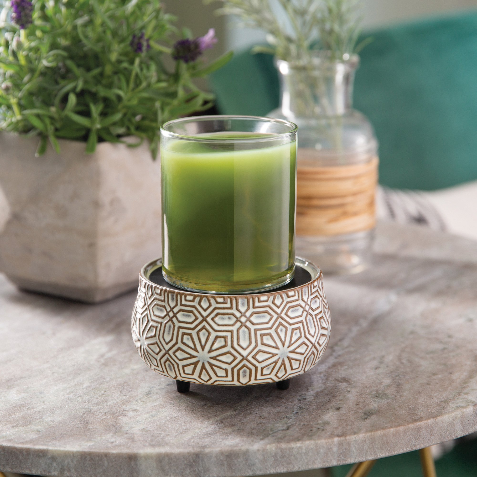 Bronze and White Geometric 2-In-1 Fragrance Warmer-2