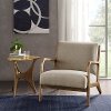 Taupe Accent Chair with Exposed Wood Frame - Novak