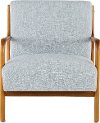 Light Blue Accent Chair with Exposed Wood Frame - Novak