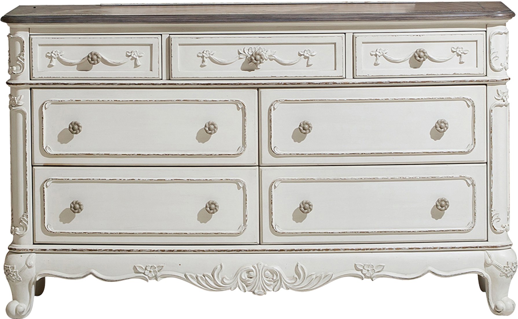 Traditional Antqiue White Dresser - Madi-1