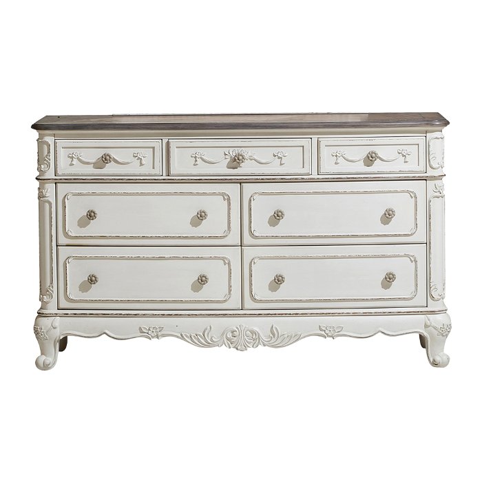 Traditional Antqiue White Dresser - Madi