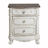 Traditional Antqiue White Nightstand - Madi