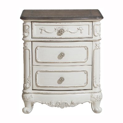 Traditional Antqiue White Nightstand - Madi