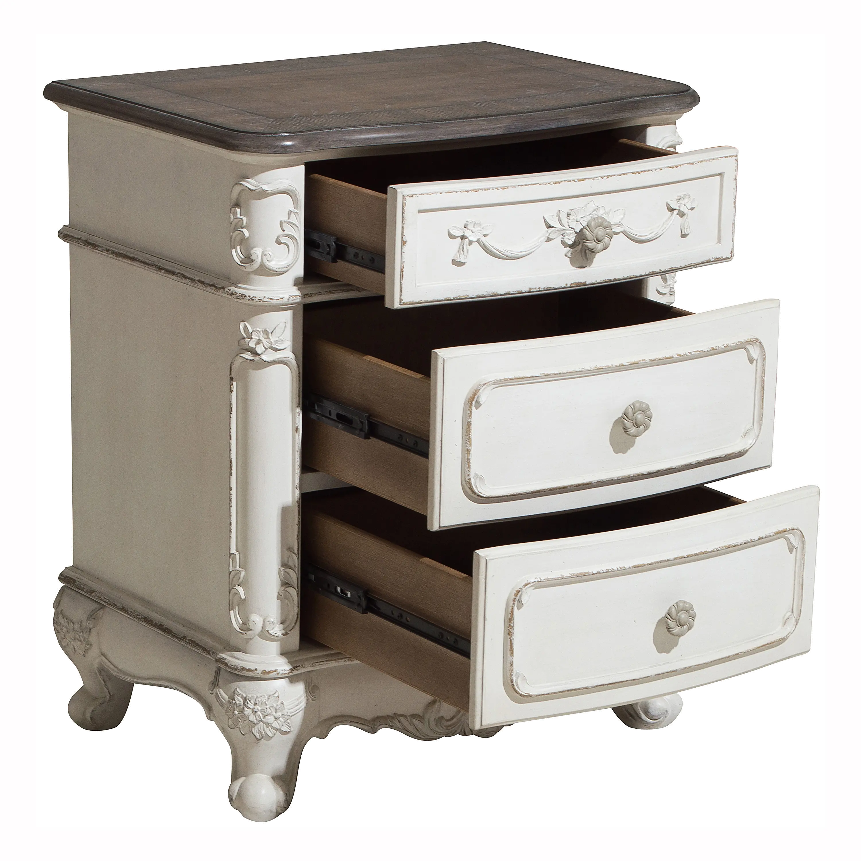 Traditional Antqiue White Nightstand - Madi-2