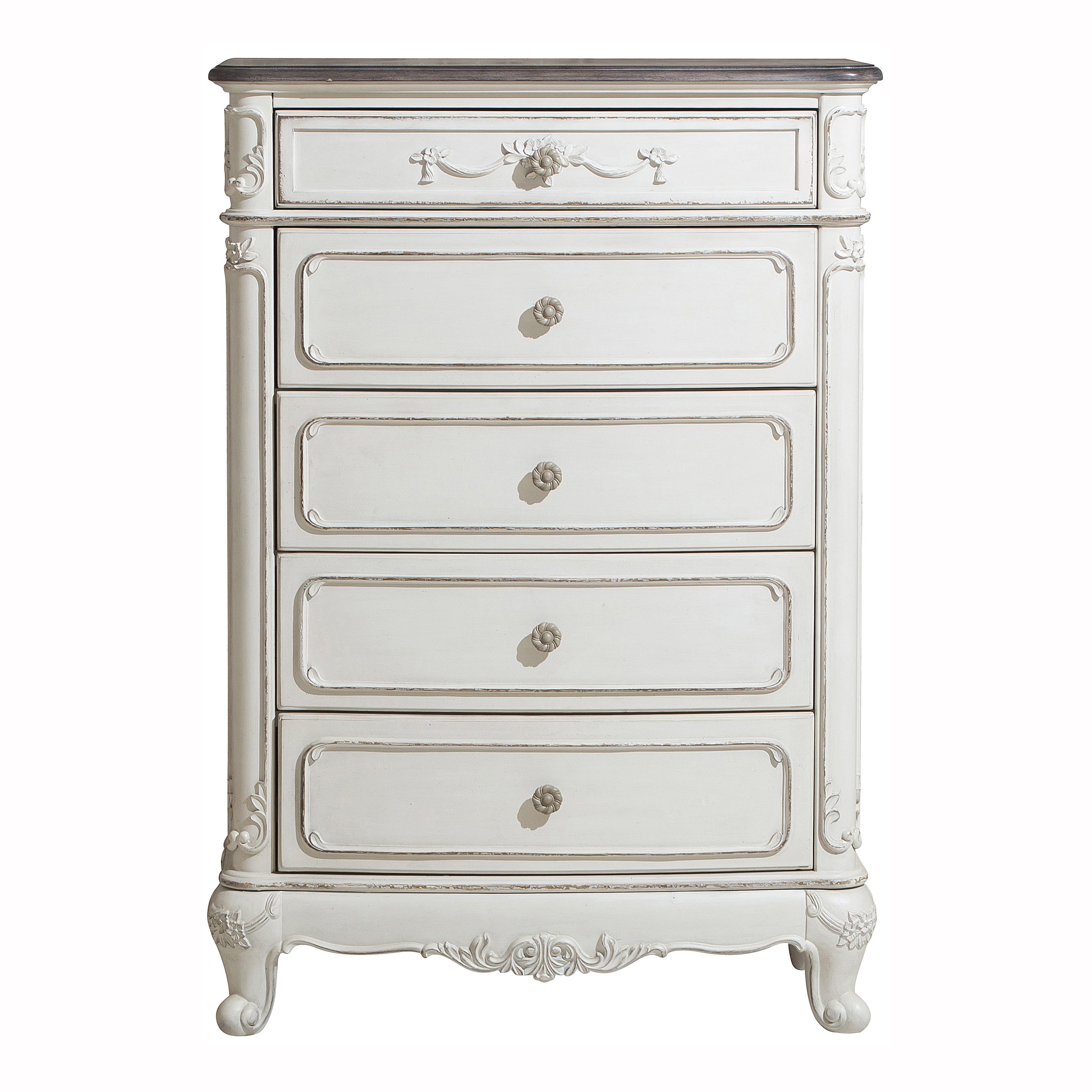 Traditional Antqiue White 4 Piece Twin Bedroom Set - Madi-1
