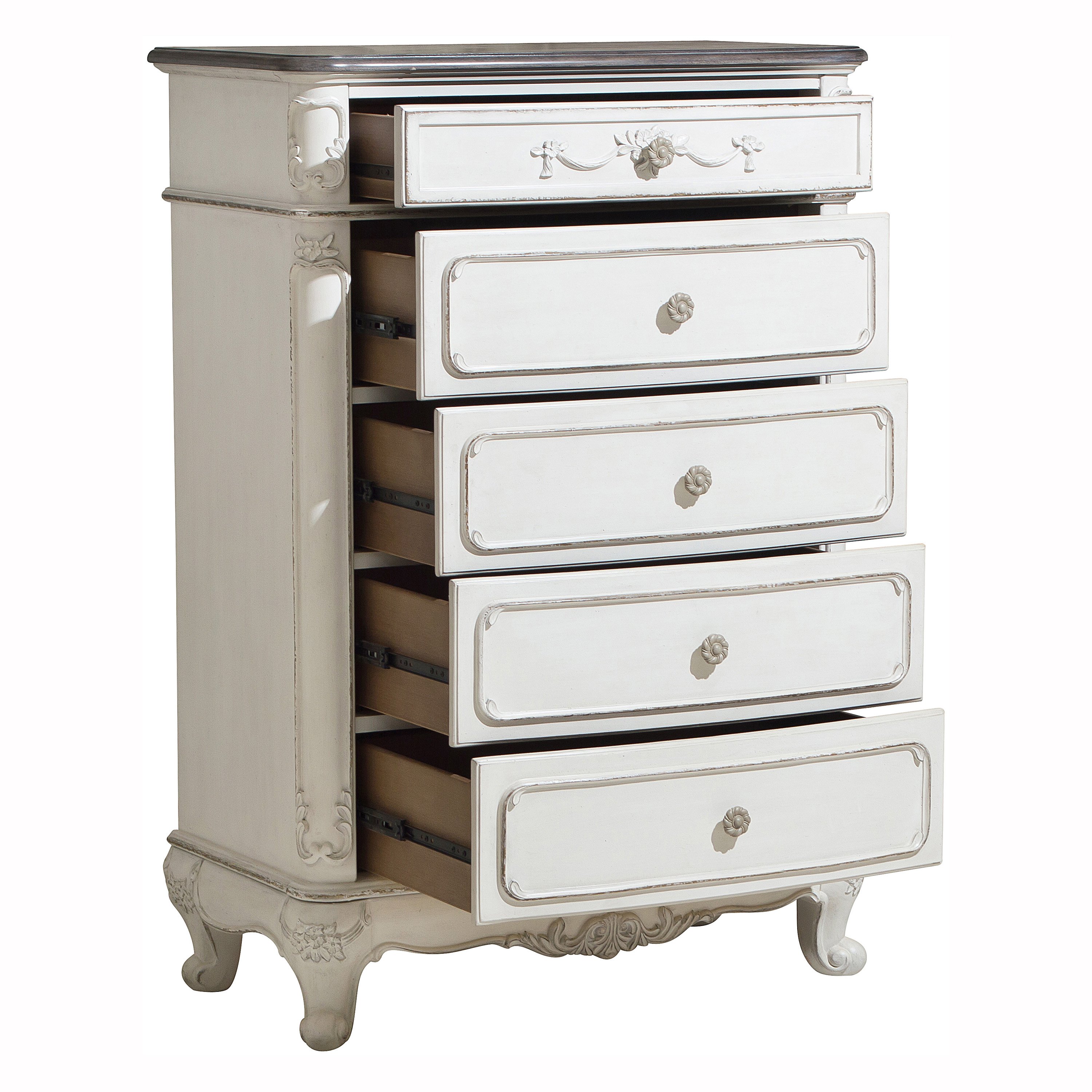 Traditional Antqiue White 4 Piece Twin Bedroom Set - Madi-2