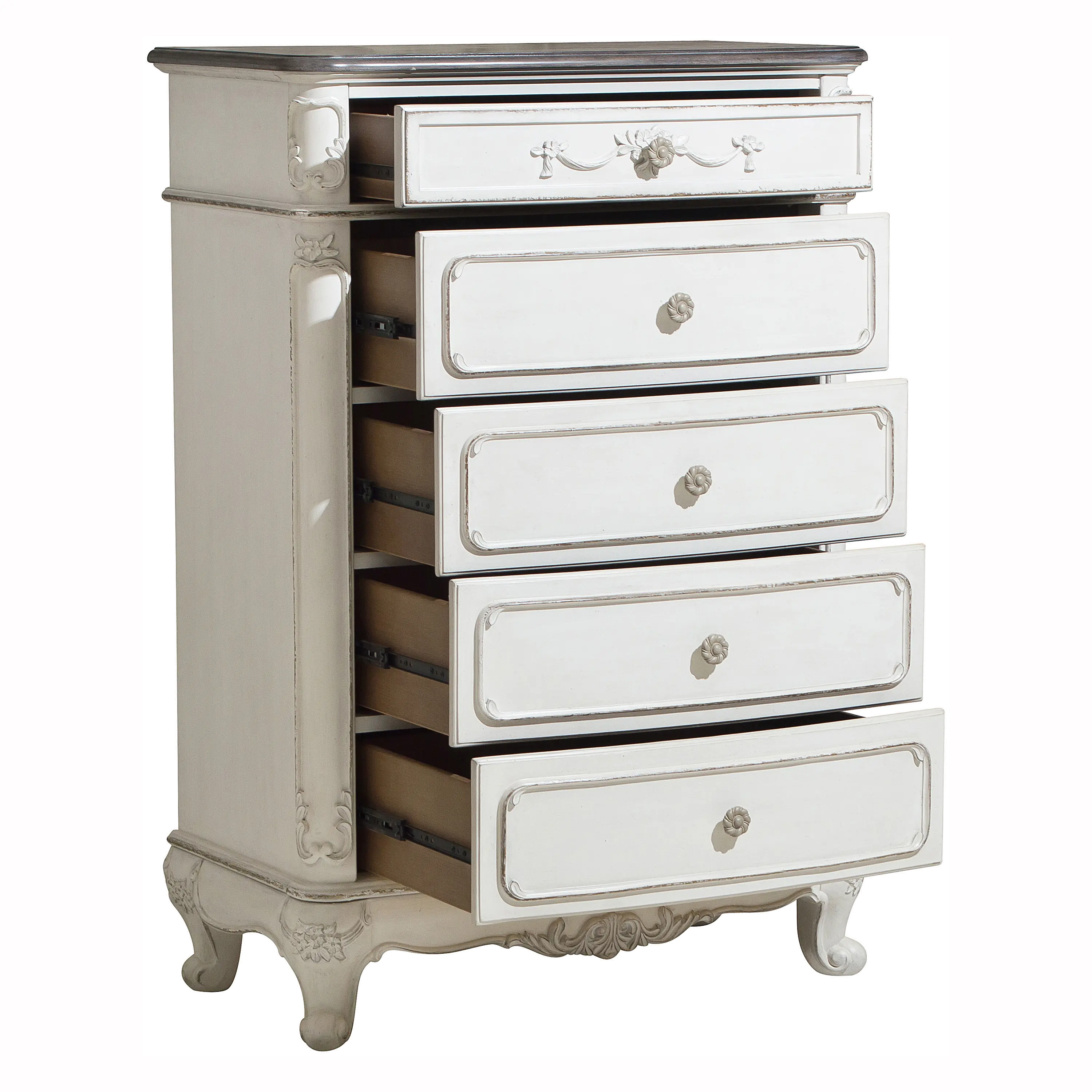 Traditional Antqiue White 4 Piece Twin Bedroom Set - Madi-2