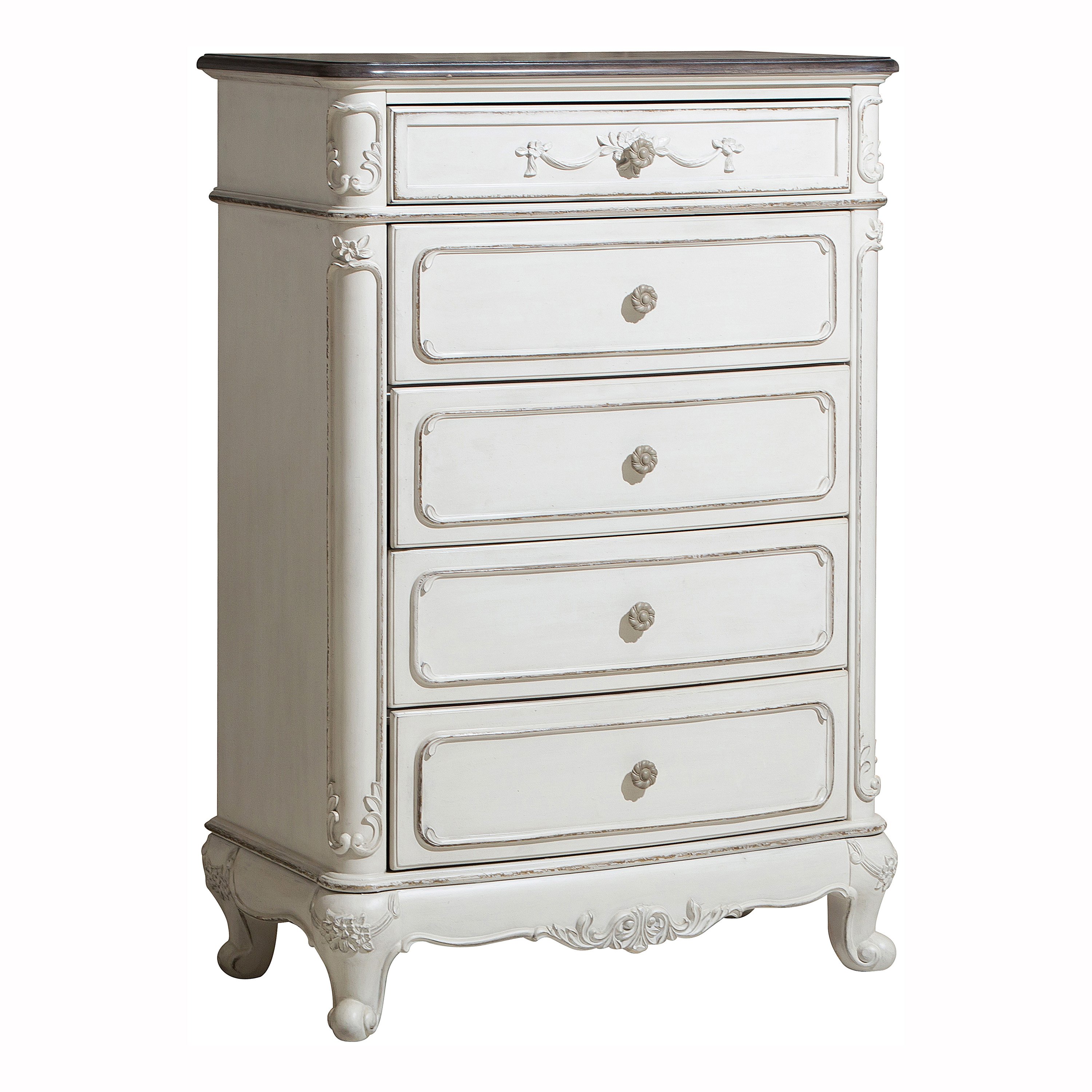 Traditional Antqiue White 4 Piece Twin Bedroom Set - Madi-3