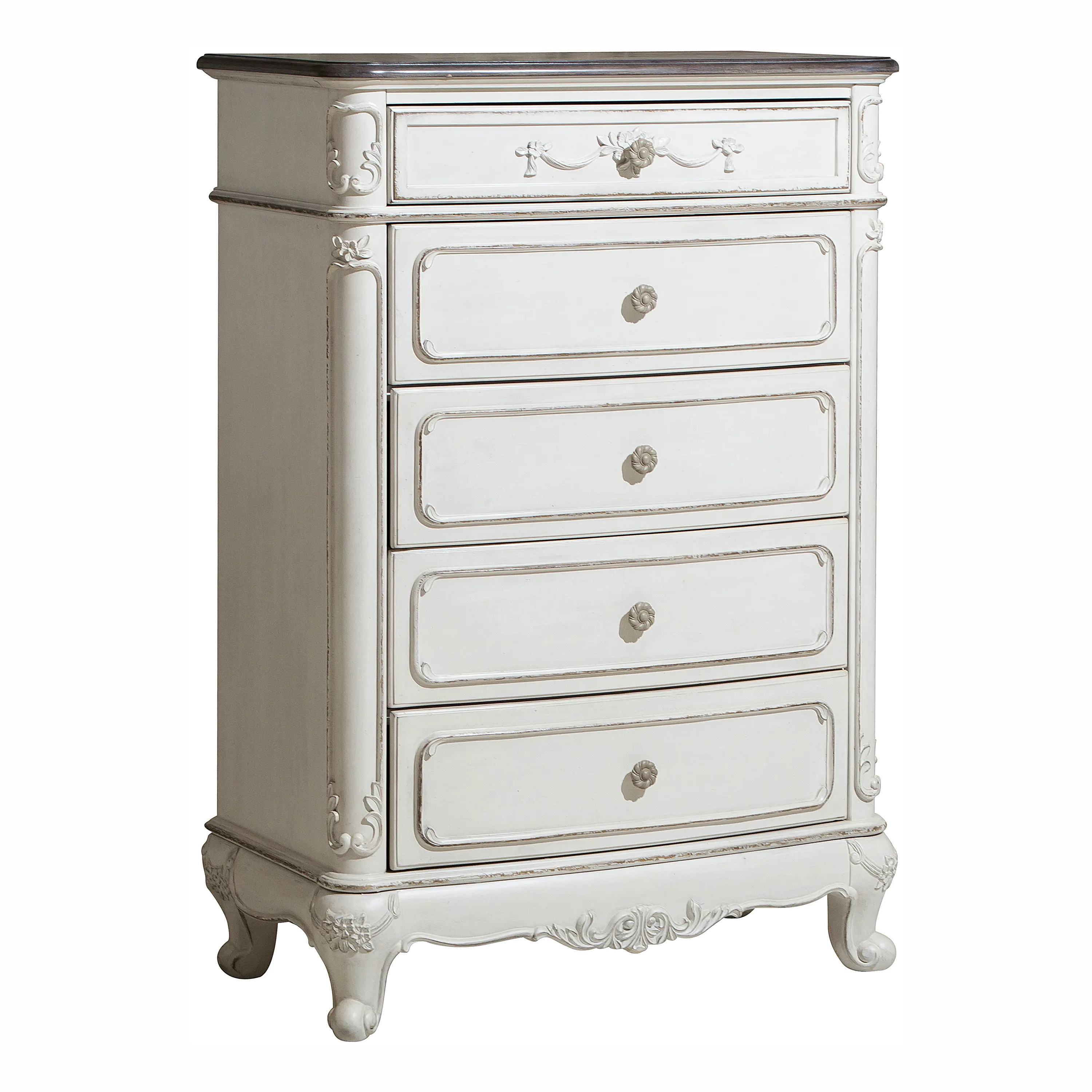 Traditional Antqiue White 4 Piece Twin Bedroom Set - Madi-3