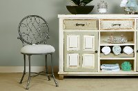 Traditional Metallic Gray Vanity Stool - O'Malley