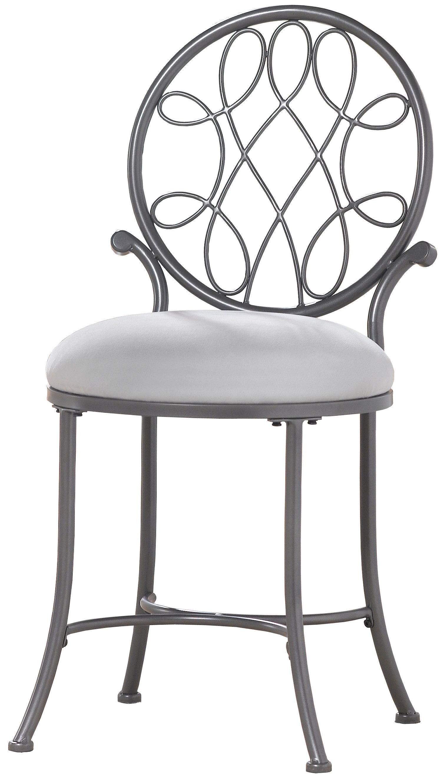 Traditional Metallic Gray Vanity Stool - O'Malley-2