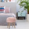 51089 Upholstered Pink Backless Pouf Non-Swivel Vanity Stool - Mila