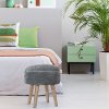51088 Upholstered Gray Backless Pouf Non-Swivel Vanity Stool - Mila