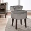 Transitional Gray and Dark Espresso Vanity Stool - Lena