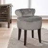 Transitional Gray and Dark Espresso Vanity Stool - Lena