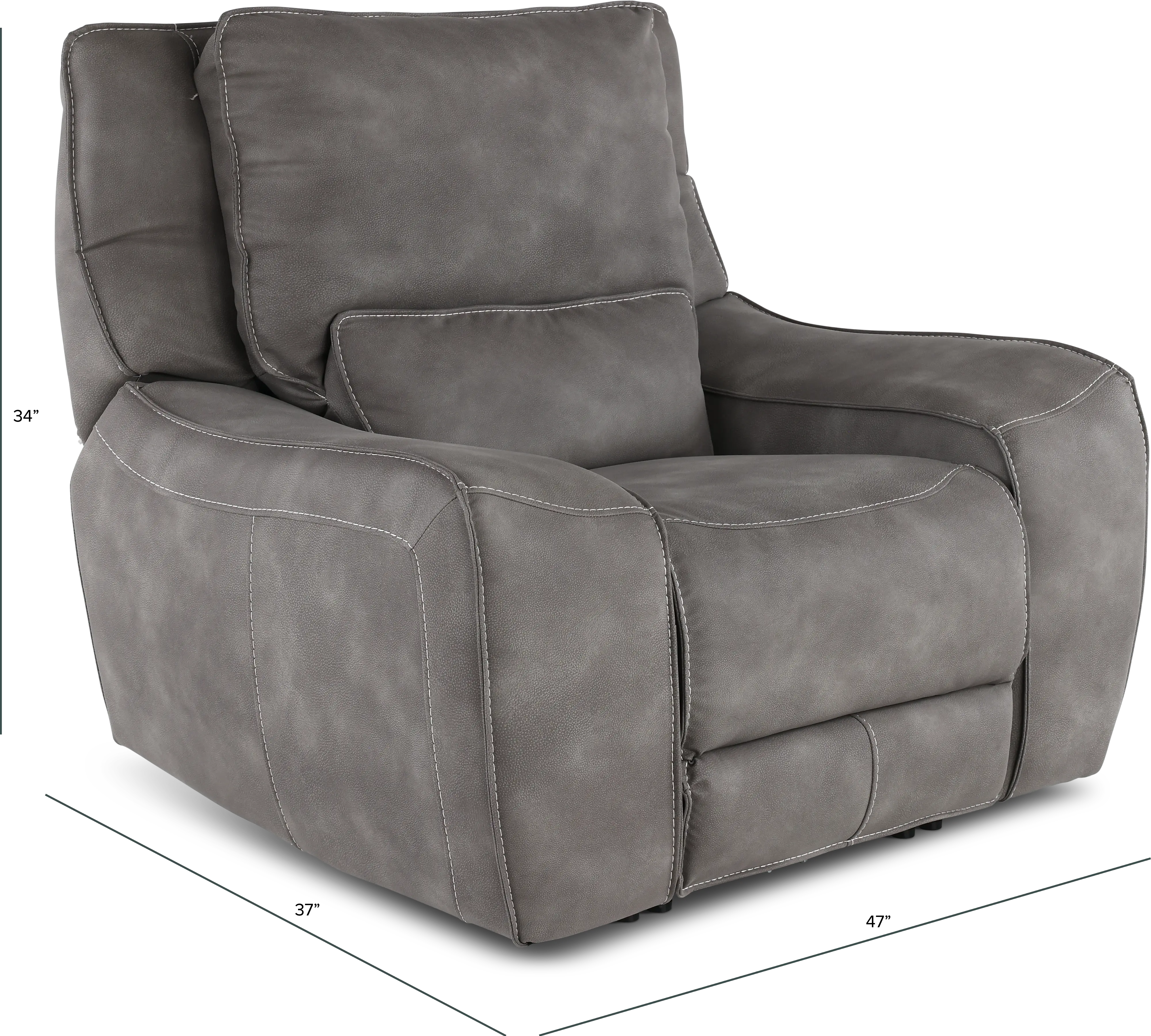 Sauvage Charcoal Gray Power Recliner with Power Headrest-2
