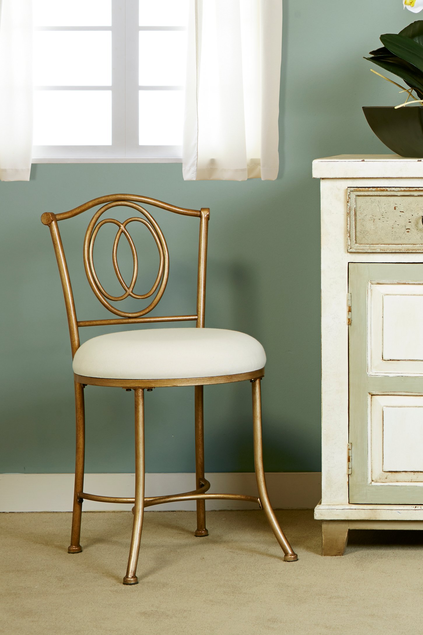 Transitional Golden Bronze Vanity Stool - Emerson-1