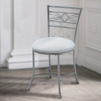 Chrome-Look Powder Coat and White Vanity Stool - Dutton