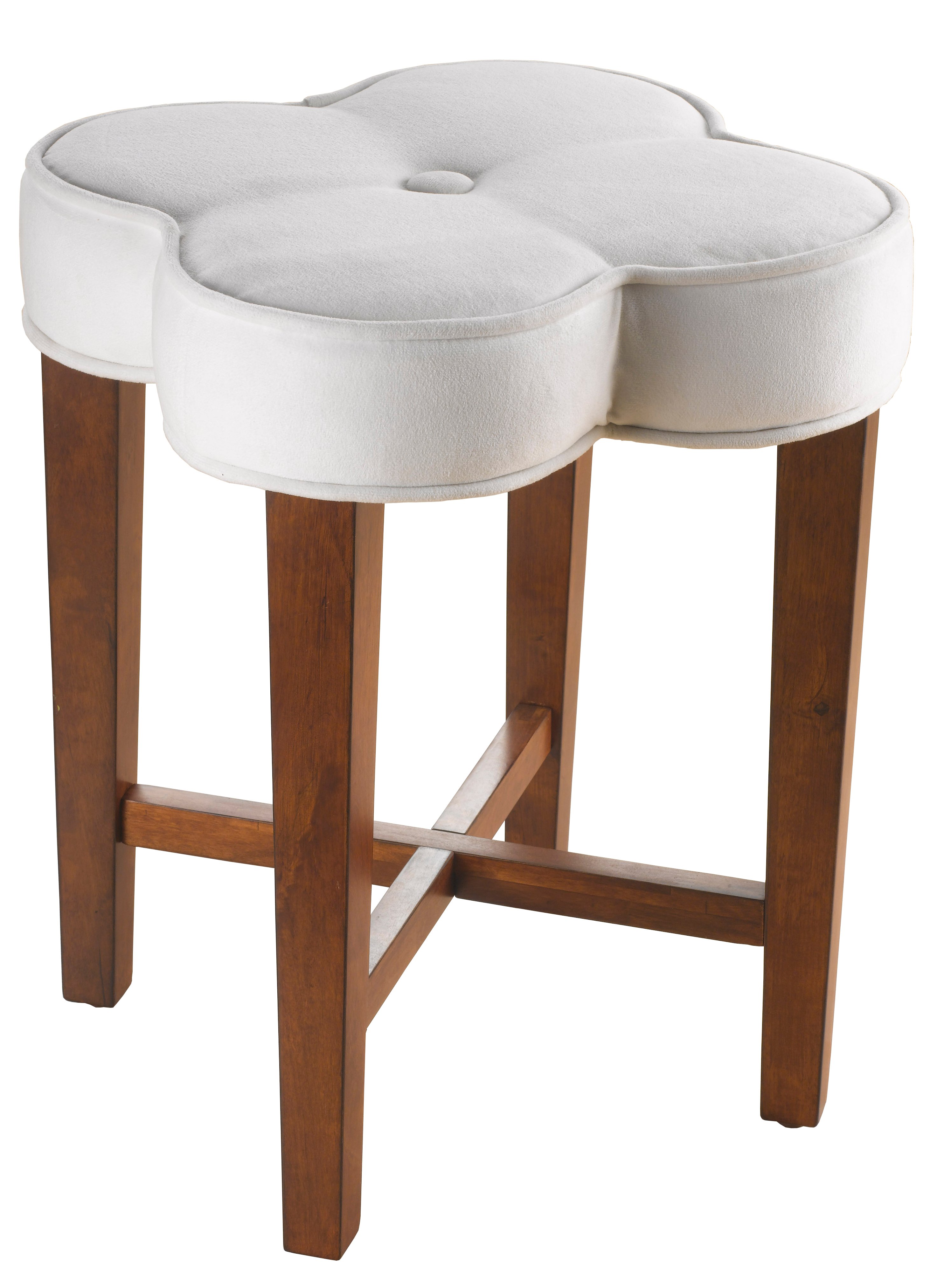 Transitional White and Cherry Clover Vanity Stool-2