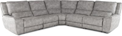 Light Sky Gray 5 Piece Power Reclining Sectional - Sauvage