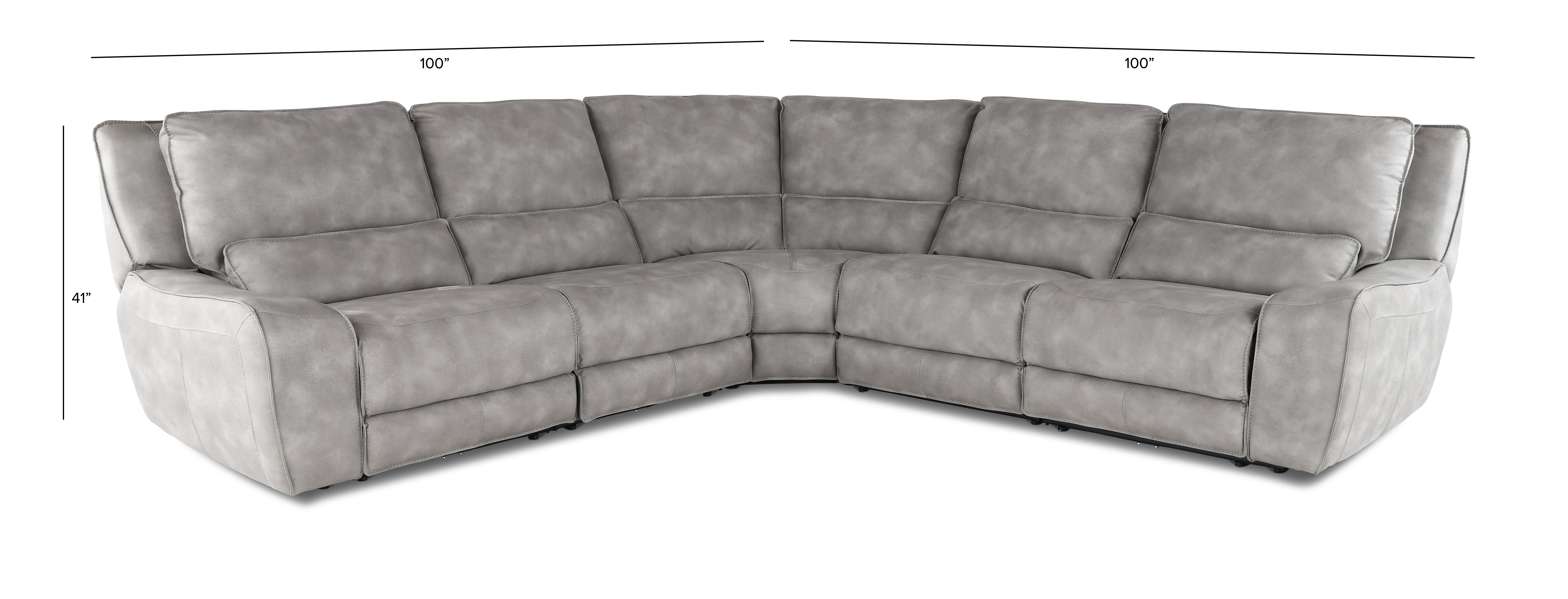 Sauvage Light Sky Gray 5 Piece Power Reclining Sectional-3