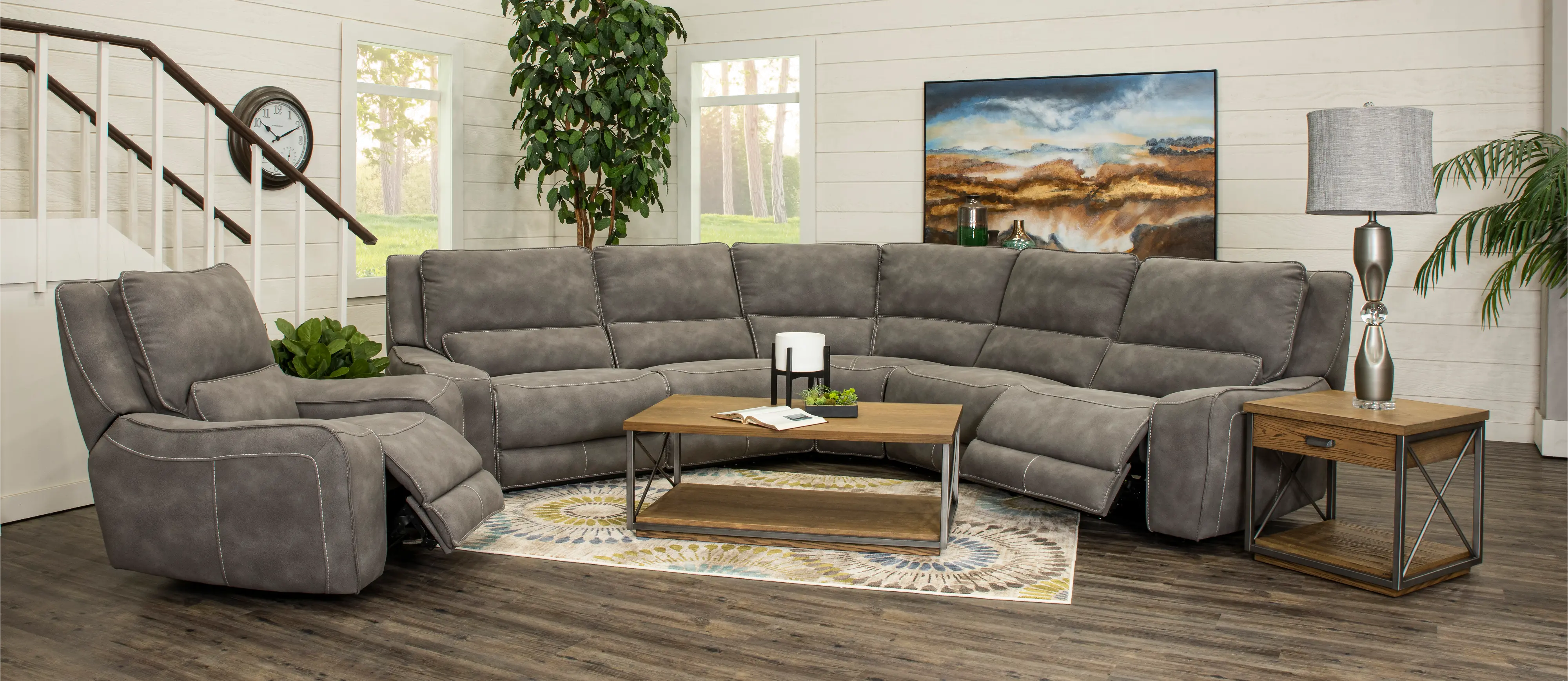 Sauvage Charcoal Gray 5 Piece Power Reclining Sectional-2