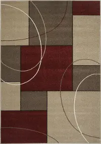 5 x 8 Medium Burgundy and Taupe Area Rug - Casa
