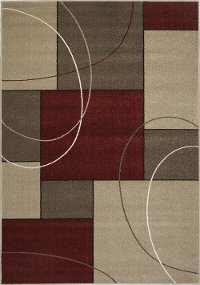 8 x 11 Large Burgundy and Taupe Area Rug - Casa