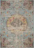 Sara 5' x 8' Blue Yellow Jewel Center Area Rug