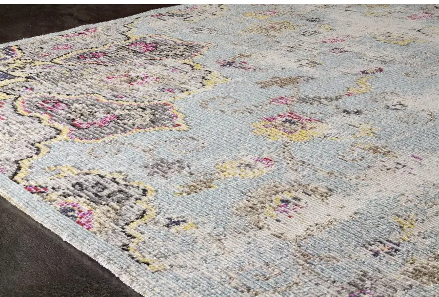 Sara 7' x 10' Blue Yellow Jewel Center Area Rug-2