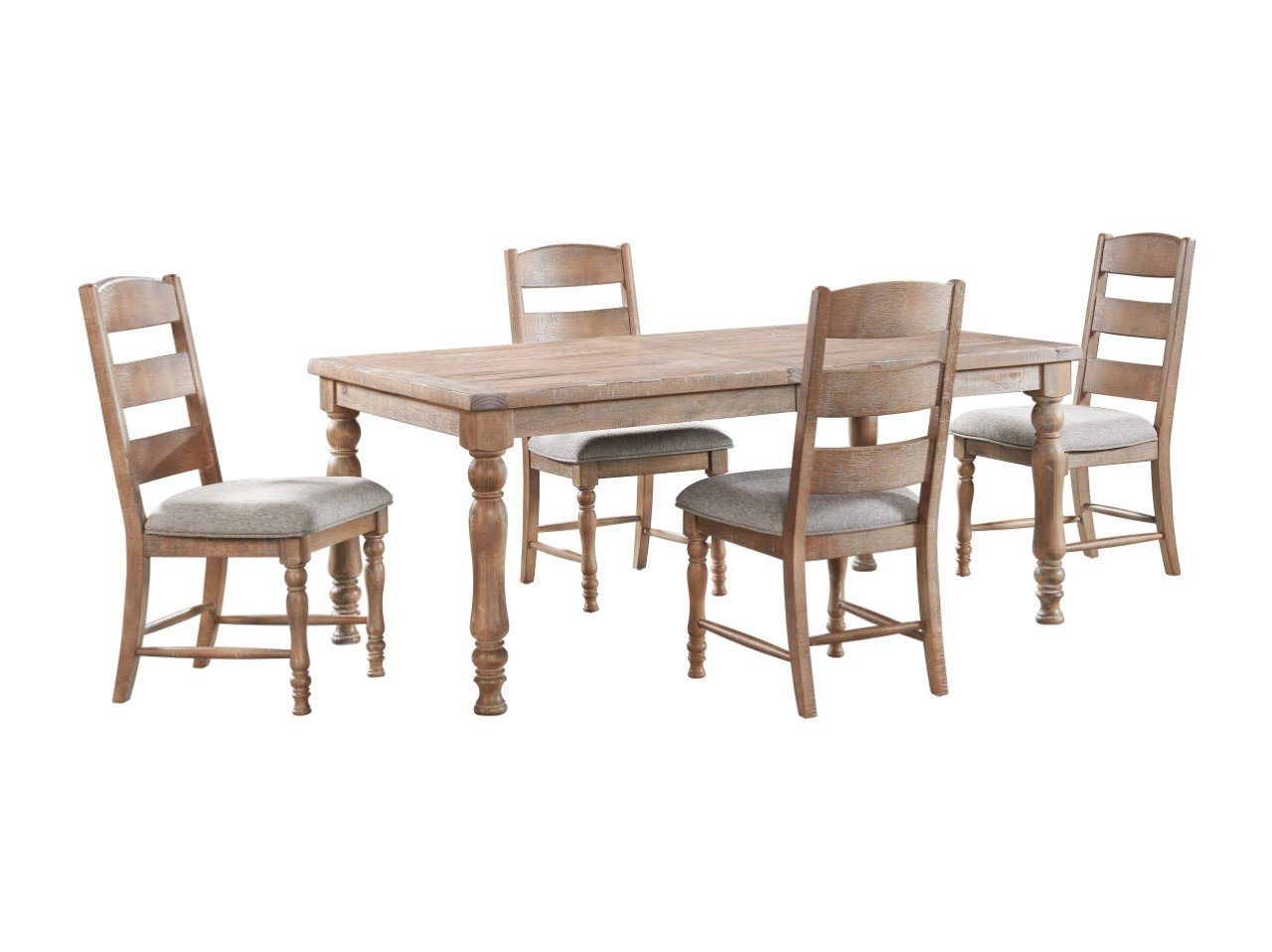 Rustic Light Brown 5 Piece Dining Room Set - Hilltop-1