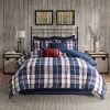Clearance Red and Blue Plaid 3 Piece Ryland Twin Bedding Collection