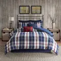 Red and Blue Plaid 3 Piece Ryland Twin Bedding Collection