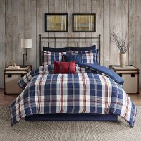 Red and Blue Plaid 3 Piece Ryland Twin Bedding Collection