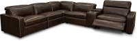 Chocolate Brown Leather 6 Piece Power Reclining Sectional - Spaces-1