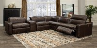 Chocolate Brown Leather 6 Piece Power Reclining Sectional - Spaces-2