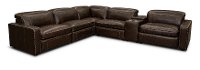 Chocolate Brown Leather 6 Piece Power Reclining Sectional - Spaces-3