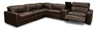 Chocolate Brown Leather 6 Piece Power Reclining Sectional - Spaces-4