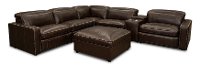 Chocolate Brown Leather 6 Piece Power Reclining Sectional - Spaces-6