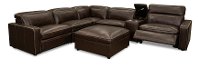 Chocolate Brown Leather 6 Piece Power Reclining Sectional - Spaces-7