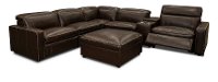 Chocolate Brown Leather 6 Piece Power Reclining Sectional - Spaces-8