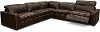 Chocolate Brown Leather 5 Piece Power Reclining Sectional - Spaces