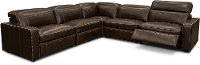 Chocolate Brown Leather 5 Piece Power Reclining Sectional - Spaces-1